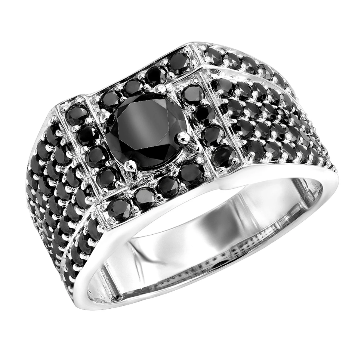 Men's Black Diamond Ring 10K Yellow Gold 4 Carat By Luxurman 2 Men's Black Diamond Ring 10K Yellow Gold 4 Carat By Luxurman - Image 2