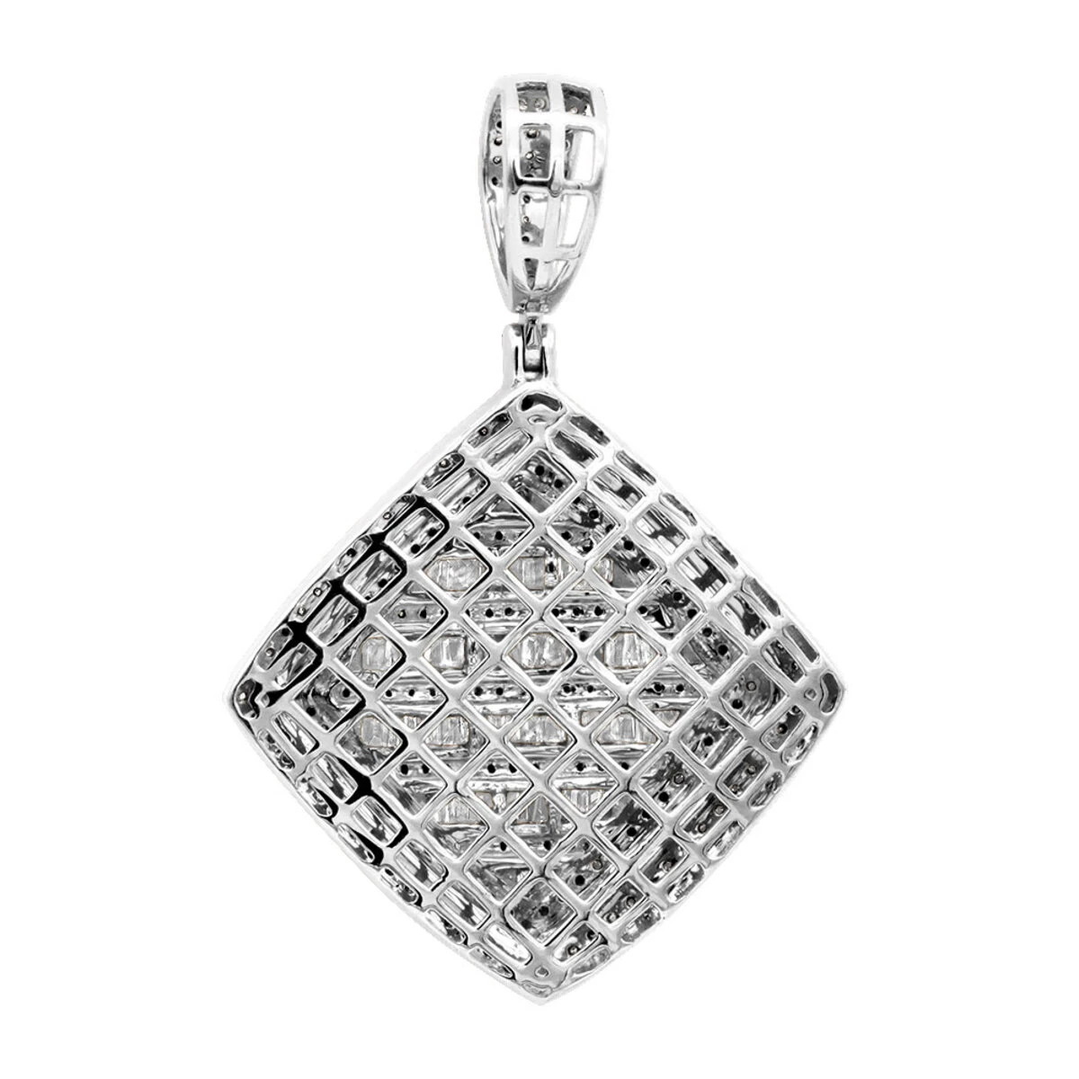 Men's Diamond Rhombus Pendant 1.8ct Baguette & Round Diamonds 14K Yellow Gold 4 Men's Diamond Rhombus Pendant 1.8ct Baguette & Round Diamonds 14K Yellow Gold - Image 4