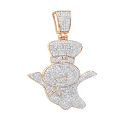 Men's 10K Yellow Gold Diamond Pillsburry Doughboy Pendant For Men 1.33Ct -Jewelry Sales Store jewelry mens jewelry real 10k gold diamond pillsberry doughboy pendant for men 133ct ro