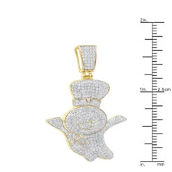Men's 10K Yellow Gold Diamond Pillsburry Doughboy Pendant For Men 1.33Ct -Jewelry Sales Store jewelry mens jewelry real 10k gold diamond pillsberry doughboy pendant for men 133ct rulerye
