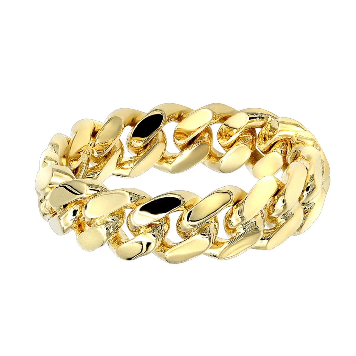 Miami Cuban Link Chain Ring For Men 14K Yellow Gold 5.5mm By Luxurman 5 Miami Cuban Link Chain Ring For Men 14K Yellow Gold 5.5mm By Luxurman - Image 5