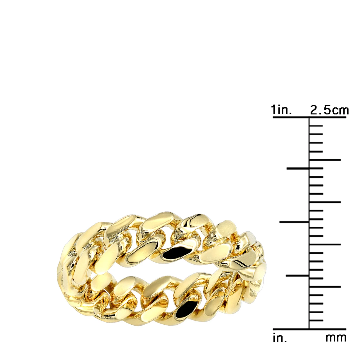 Miami Cuban Link Chain Ring For Men 14K Yellow Gold 5.5mm By Luxurman 9 Miami Cuban Link Chain Ring For Men 14K Yellow Gold 5.5mm By Luxurman - Image 9