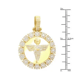 10K Yellow Gold Angel Diamond Medallion Pendant For Men 2.15 CT -Jewelry Sales Store jewelry real 10k gold angel diamond medallion pendant for men 215 ct rulerye