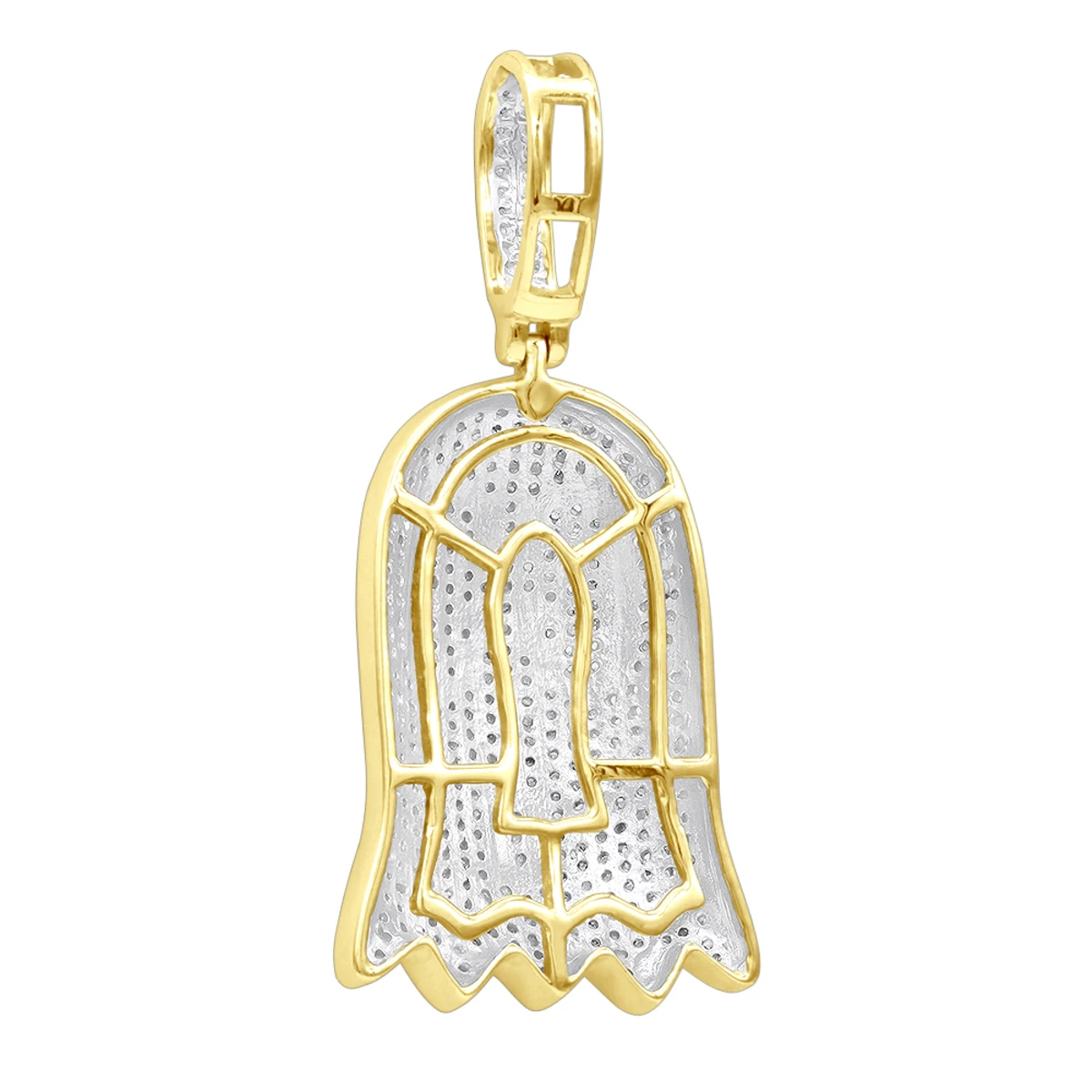 10K Yellow Gold Emoji Ghost Haloween Diamond Pendant For Men 1.2ct 5 10K Yellow Gold Emoji Ghost Haloween Diamond Pendant For Men 1.2ct - Image 5