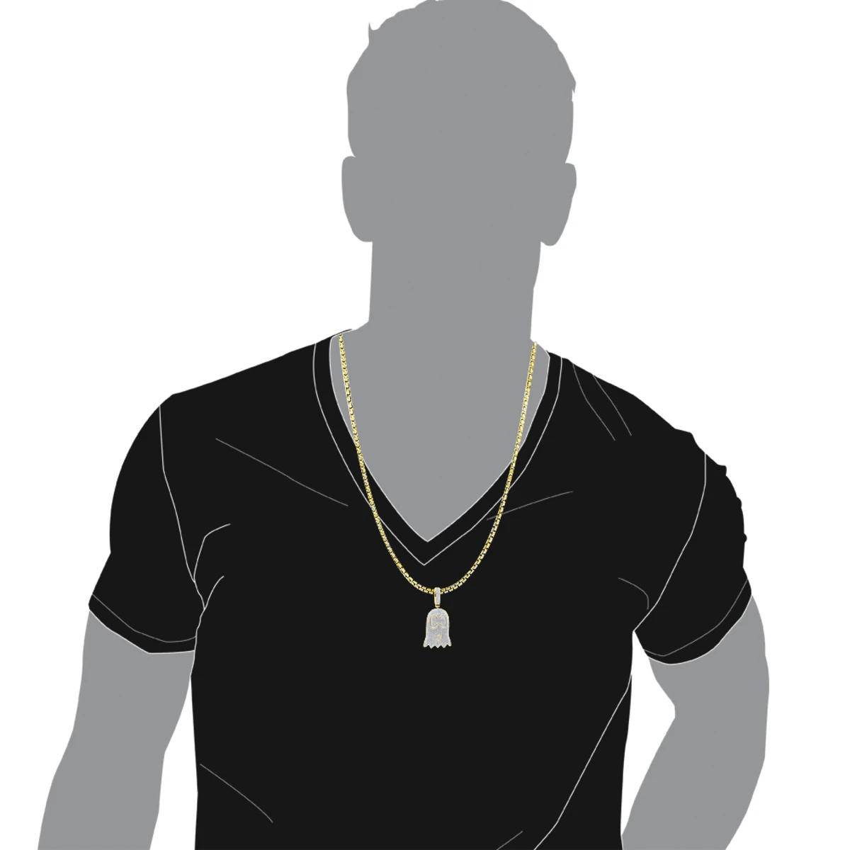 10K Yellow Gold Emoji Ghost Haloween Diamond Pendant For Men 1.2ct 7 10K Yellow Gold Emoji Ghost Haloween Diamond Pendant For Men 1.2ct - Image 7