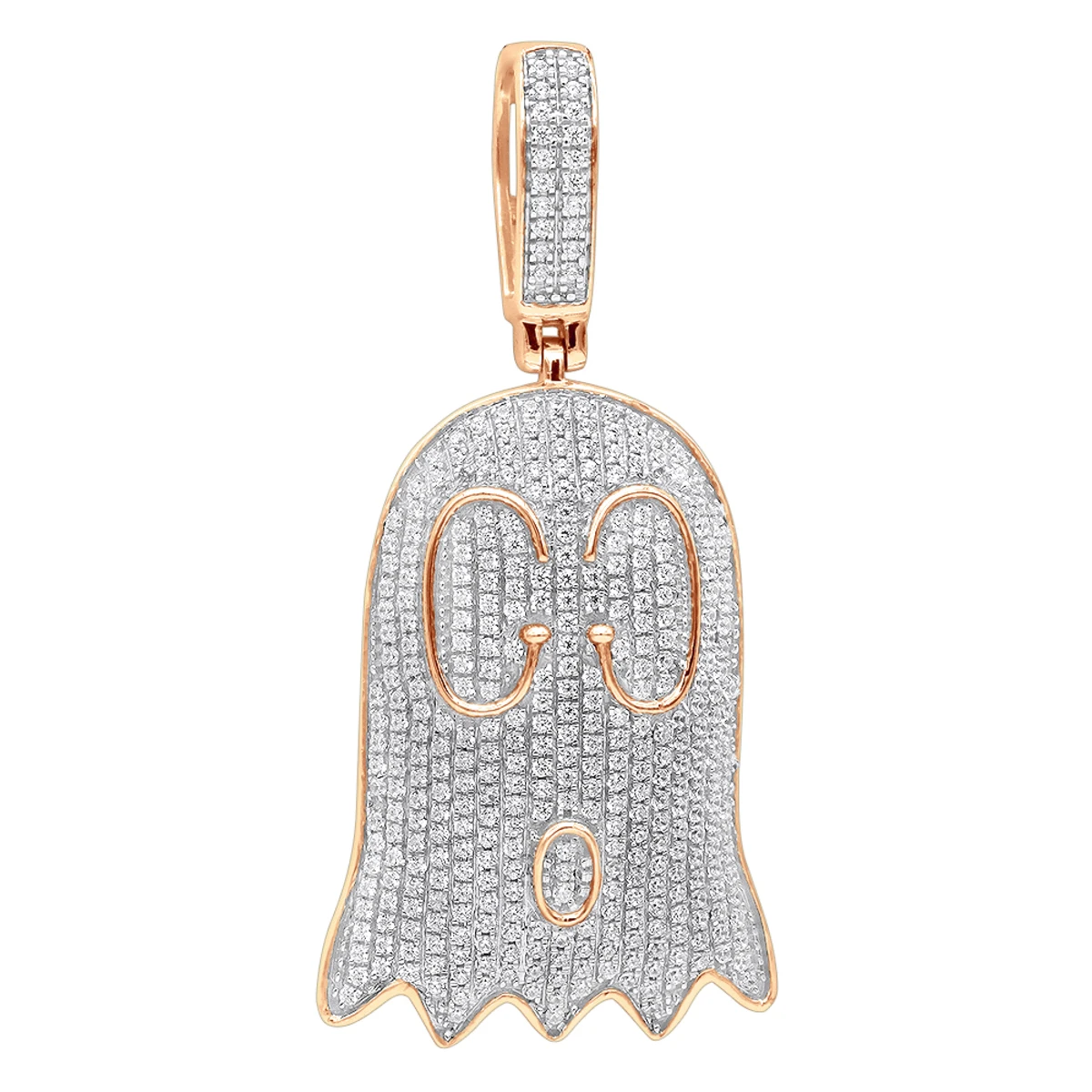 10K Yellow Gold Emoji Ghost Haloween Diamond Pendant For Men 1.2ct 3 10K Yellow Gold Emoji Ghost Haloween Diamond Pendant For Men 1.2ct - Image 3