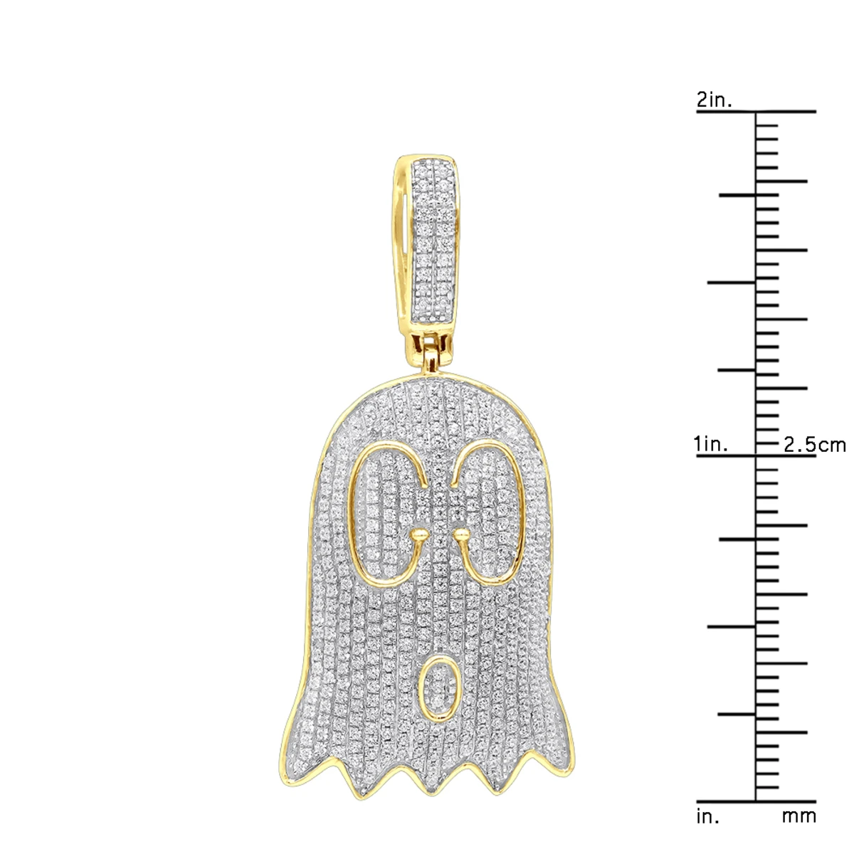 10K Yellow Gold Emoji Ghost Haloween Diamond Pendant For Men 1.2ct 8 10K Yellow Gold Emoji Ghost Haloween Diamond Pendant For Men 1.2ct - Image 8