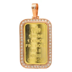 Real 99.9 14K Yellow Gold 1 Ounce Pamp Suisse Bar Lady Fortuna G VS Men's Diamond Pendant -Jewelry Sales Store jewelry real 999 gold 1 ounce pamp suisse bar lady fortuna g vs mens diamond pendant backro