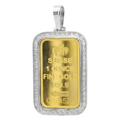Real 99.9 14K Yellow Gold 1 Ounce Pamp Suisse Bar Lady Fortuna G VS Men's Diamond Pendant -Jewelry Sales Store jewelry real 999 gold 1 ounce pamp suisse bar lady fortuna g vs mens diamond pendant backwh