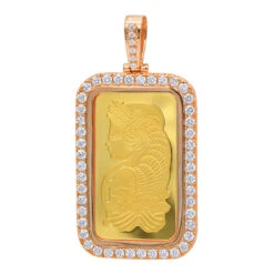 Real 99.9 14K Yellow Gold 1 Ounce Pamp Suisse Bar Lady Fortuna G VS Men's Diamond Pendant -Jewelry Sales Store jewelry real 999 gold 1 ounce pamp suisse bar lady fortuna g vs mens diamond pendant ro