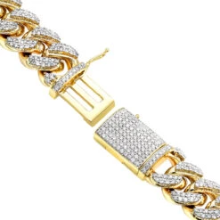 Real Diamond Miami Cuban Link Chain Bracelet For Men 10K Yellow Gold 14mm -Jewelry Sales Store jewelry real diamond miami cuban link chain bracelet for men in 10k gold 14mm boxye