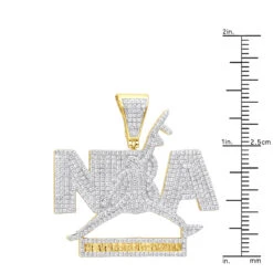 Real Hip Hop 10K Yellow Gold Diamond NBA Pendant For Men 1.5Ct -Jewelry Sales Store jewelry real hip hop jewelry 10k gold diamond nba pendant for men 15ct rulerye