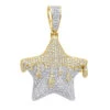 14K Yellow Gold Hip Hop Iced Out Diamond Drip Star Pendant For Men 3 Carat