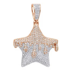 14K Yellow Gold Hip Hop Iced Out Diamond Drip Star Pendant For Men 3 Carat -Jewelry Sales Store jewelry real hip hop jewelry iced out diamond drip star pendant for men 3 carat 14k gold 803181 ro