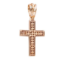 Religious 14K Yellow Gold Large Baguette & Round Diamonds Men's Cross 1.5ct -Jewelry Sales Store jewelry religious jewelry large baguette round diamonds mens cross 15ct 14k gold 803184 backro