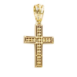 Religious 14K Yellow Gold Large Baguette & Round Diamonds Men's Cross 1.5ct -Jewelry Sales Store jewelry religious jewelry large baguette round diamonds mens cross 15ct 14k gold 803184 backye