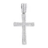 Religious 14K White Gold Round Diamonds Cross Pendant For Men 1.4ct