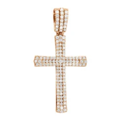 Religious 14K White Gold Round Diamonds Cross Pendant For Men 1.4ct -Jewelry Sales Store jewelry religious jewelry solid 14k gold round diamonds cross pendant for men 14ct 407108 ro