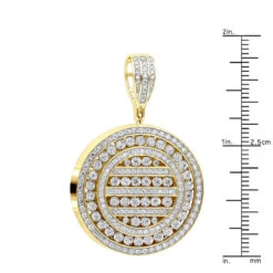 Round Diamond Medallion Pendant For Men And Women 2 Carat 14K Yellow Gold -Jewelry Sales Store jewelry round diamond medallion pendant for men and women 2 carat 14k gold 803175 rulerye
