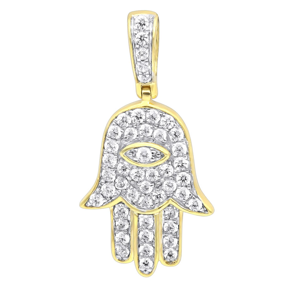 Small 10K Yellow Gold Hamsa Diamond Pendant 0.3ct Hand Of God Amulet By LUXURMAN 1 Small 10K Yellow Gold Hamsa Diamond Pendant 0.3ct Hand Of God Amulet By LUXURMAN