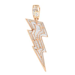 10K Yellow Gold Genuine Diamond Lighting Bolt Pendant Emoji Charm 1Ct 1.5in -Jewelry Sales Store jewelry solid 10k gold genuine diamond lighting bolt pendant emoji charm 1ct 15in backro