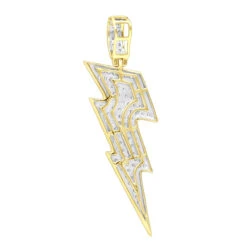 10K Yellow Gold Genuine Diamond Lighting Bolt Pendant Emoji Charm 1Ct 1.5in -Jewelry Sales Store jewelry solid 10k gold genuine diamond lighting bolt pendant emoji charm 1ct 15in backye