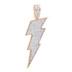 10K Yellow Gold Genuine Diamond Lighting Bolt Pendant Emoji Charm 1Ct 1.5in -Jewelry Sales Store jewelry solid 10k gold genuine diamond lighting bolt pendant emoji charm 1ct 15in ro