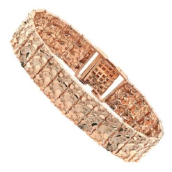 Solid 10K Yellow Gold Nugget Style Bracelet For Men 20mm -Jewelry Sales Store jewelry solid 14k white rose or yellow gold nugget style bracelet for men 20mm ro