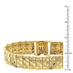 Solid 10K Yellow Gold Nugget Style Bracelet For Men 20mm -Jewelry Sales Store jewelry solid 14k white rose or yellow gold nugget style bracelet for men 20mm rulerye