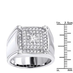 Statement 14K White Gold Solitaire Diamond Ring For Men 1.2 Carats -Jewelry Sales Store jewelry statement jewelry 14k gold solitaire diamond ring for men 12 carats rulerwh