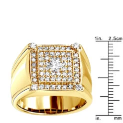 Statement 14K White Gold Solitaire Diamond Ring For Men 1.2 Carats -Jewelry Sales Store jewelry statement jewelry 14k gold solitaire diamond ring for men 12 carats rulerye