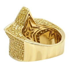 Statement Men's 14K Yellow Gold 4 Carat Yellow Diamonds Star Pinky Ring -Jewelry Sales Store jewelry statement mens pinky rings 14k gold 4 carat yellow diamonds star ring backye