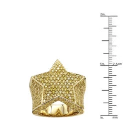 Statement Men's 14K Yellow Gold 4 Carat Yellow Diamonds Star Pinky Ring -Jewelry Sales Store jewelry statement mens pinky rings 14k gold 4 carat yellow diamonds star ring rulerye