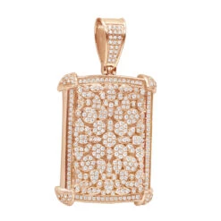 Unique 10K Yellow Gold Diamond Dog Tag Pendant For Men 3D Flower Setting 3.25Ct -Jewelry Sales Store jewelry unique 10k gold diamond dog tag pendant for men 3d flower setting 325ct ro