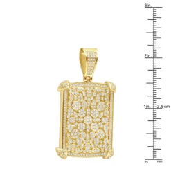 Unique 10K Yellow Gold Diamond Dog Tag Pendant For Men 3D Flower Setting 3.25Ct -Jewelry Sales Store jewelry unique 10k gold diamond dog tag pendant for men 3d flower setting 325ct rulerye