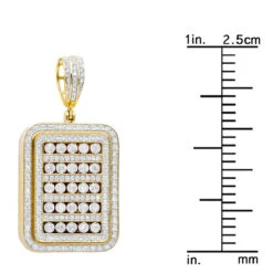 Unique 1.75 Carat Small Diamond 14K Yellow Gold Iced Out Dog Tag Pendant 1 Inch -Jewelry Sales Store jewelry unique 175 carat small diamond 14k gold iced out dog tag pendant 1 inch 803177 rulerye