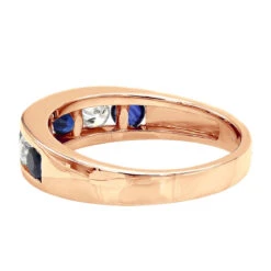 Unique Ring 14K White Gold Diamonds & Sapphires Wedding Band For Men & Women -Jewelry Sales Store jewelry unique anniversary rings 14k gold diamonds sapphires wedding band for men backro