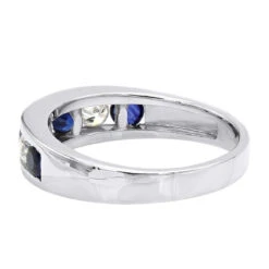 Unique Ring 14K White Gold Diamonds & Sapphires Wedding Band For Men & Women -Jewelry Sales Store jewelry unique anniversary rings 14k gold diamonds sapphires wedding band for men backwh