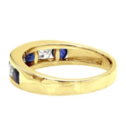 Unique Ring 14K White Gold Diamonds & Sapphires Wedding Band For Men & Women -Jewelry Sales Store jewelry unique anniversary rings 14k gold diamonds sapphires wedding band for men backye