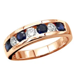 Unique Ring 14K White Gold Diamonds & Sapphires Wedding Band For Men & Women -Jewelry Sales Store jewelry unique anniversary rings 14k gold diamonds sapphires wedding band for men ro