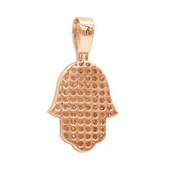 Unique Jewish 14K Yellow Gold Diamond Hamsa Hand Pendant With Red Enamel -Jewelry Sales Store jewelry unique jewish jewelry 14k gold diamond hamsa hand pendant with red enamel backro