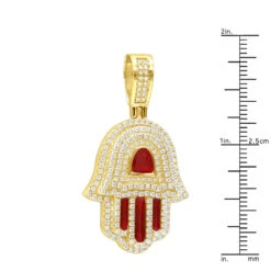 Unique Jewish 14K Yellow Gold Diamond Hamsa Hand Pendant With Red Enamel -Jewelry Sales Store jewelry unique jewish jewelry 14k gold diamond hamsa hand pendant with red enamel rulerye