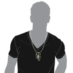 Unique Men's 14K White Gold White Blue Green Diamond Scorpion Pendant 9.5CTW -Jewelry Sales Store jewelry unique mens 14k gold white blue green diamond scorpion pendant 95ctw bodwh