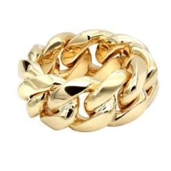 Unique Solid 14K Yellow Gold Cuban Link Chain Ring For Men -Jewelry Sales Store jewelry unique mens solid gold rings 14k gold cuban link chain ring backye