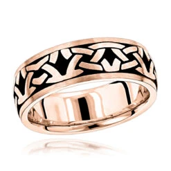 Unique Solid 14K White Gold Black Enamel Ornament Wedding Band For Men By Luxurman -Jewelry Sales Store jewelry unique solid 14k gold black enamel ornament wedding band for men by luxurman ro