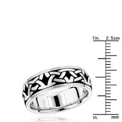 Unique Solid 14K White Gold Black Enamel Ornament Wedding Band For Men By Luxurman -Jewelry Sales Store jewelry unique solid 14k gold black enamel ornament wedding band for men by luxurman rulerwh