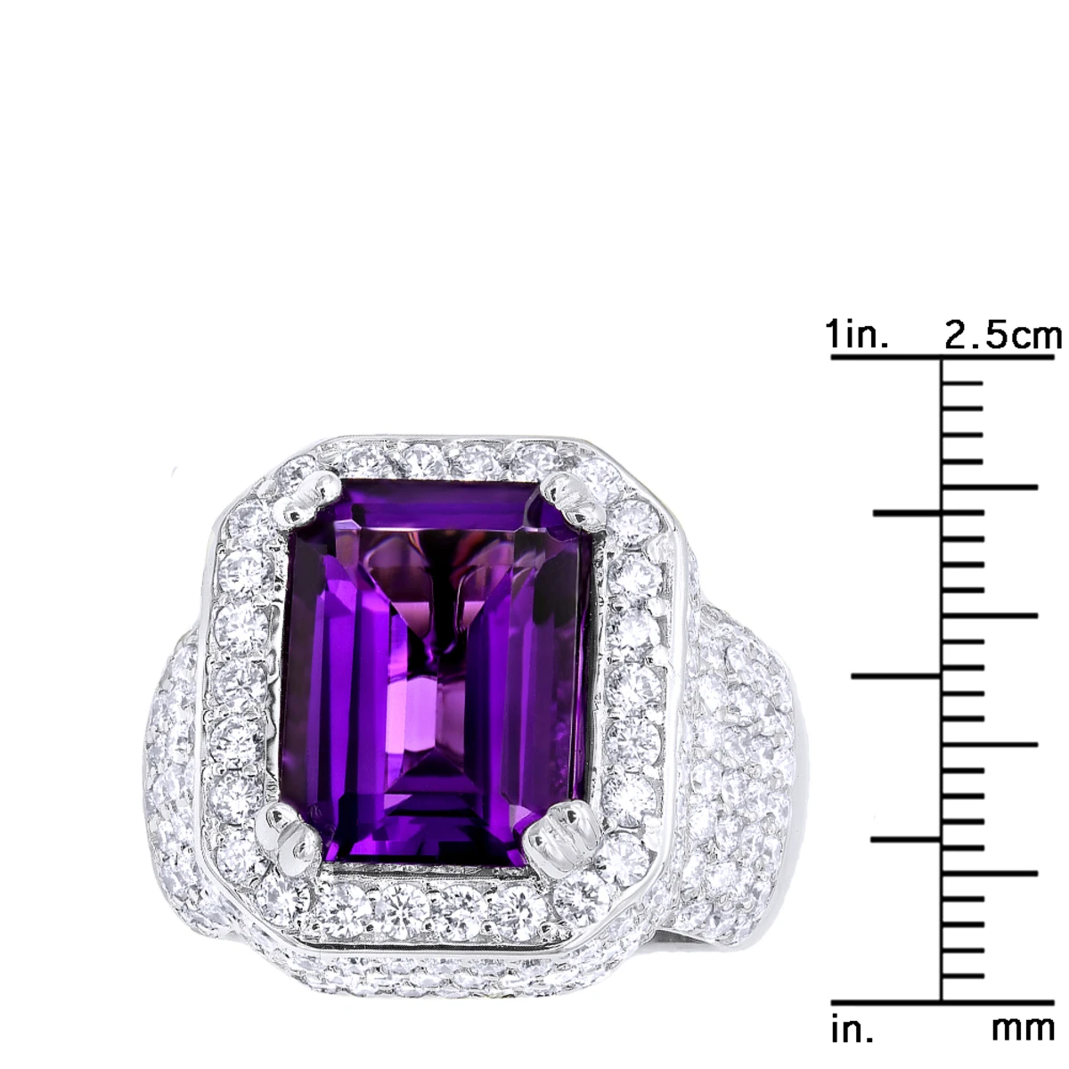 Unique Vintage Style Amethyst And Diamonds Ring 5 Carats 14K White Gold 6 Unique Vintage Style Amethyst And Diamonds Ring 5 Carats 14K White Gold - Image 6