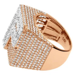 Custom Initial Diamond Ring For Men 14K Yellow Gold 6 Carat -Jewelry Sales Store large 14k gold custom initial diamond ring for men 6 carat 803244 back rose