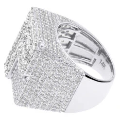 Custom Initial Diamond Ring For Men 14K Yellow Gold 6 Carat -Jewelry Sales Store large 14k gold custom initial diamond ring for men 6 carat 803244 back white