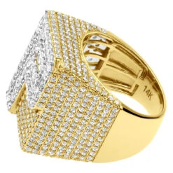 Custom Initial Diamond Ring For Men 14K Yellow Gold 6 Carat -Jewelry Sales Store large 14k gold custom initial diamond ring for men 6 carat 803244 back yellow